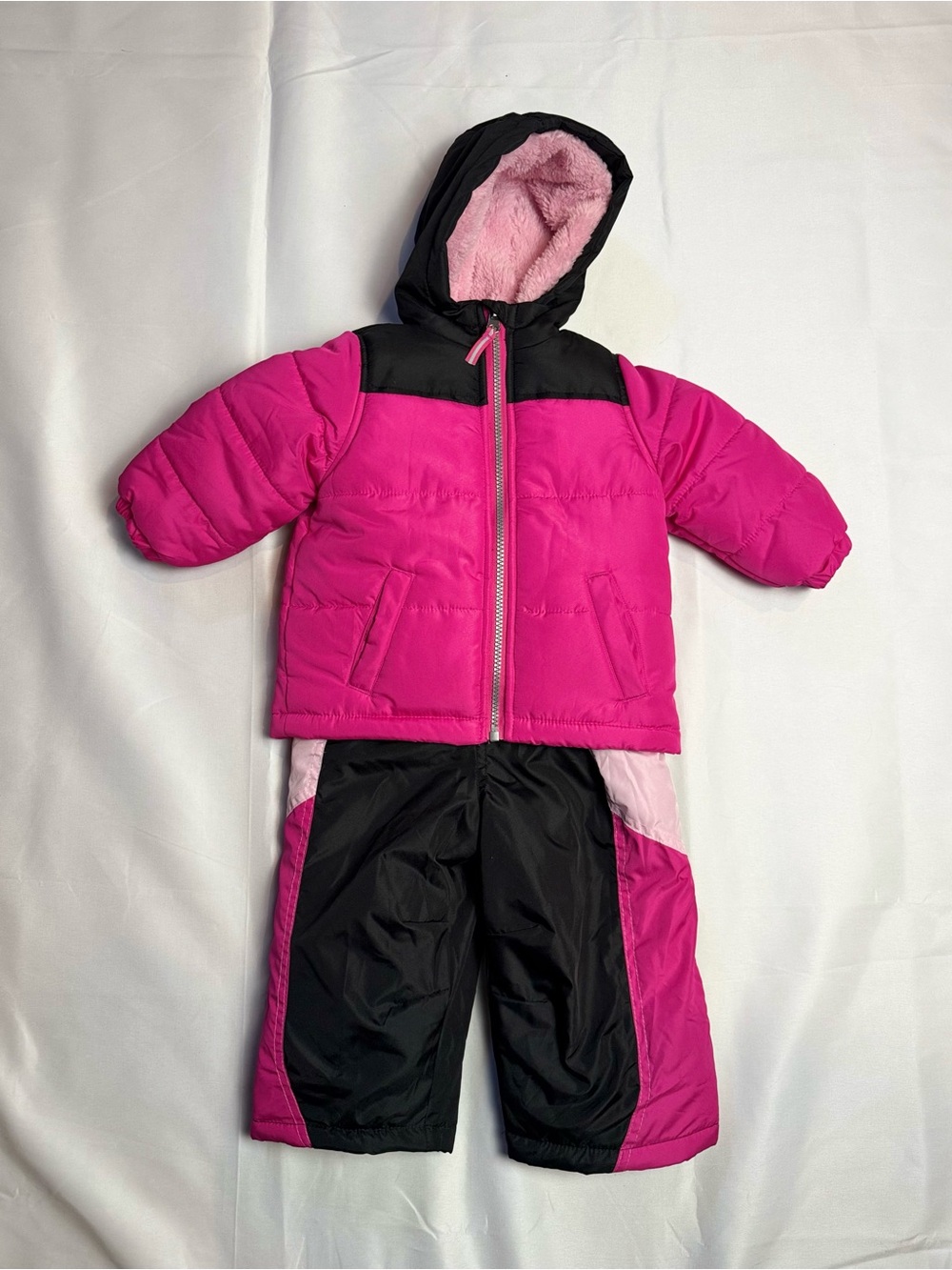 18m Pink and Black Kids Winter Snowsuit Jacket and Bib